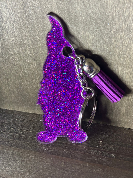 Glitter Gnome Keychain